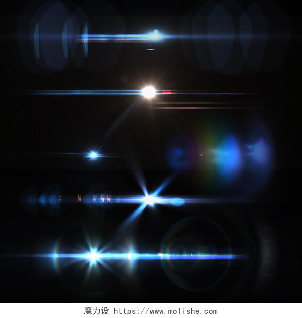 创意蓝光光效线性科技感光晕线条png素材